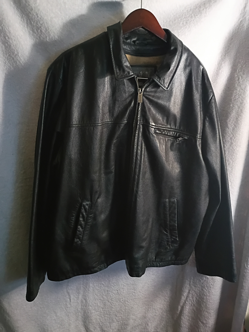 Wilsons Leather Black Men's Zip-Front Bomber Jacket